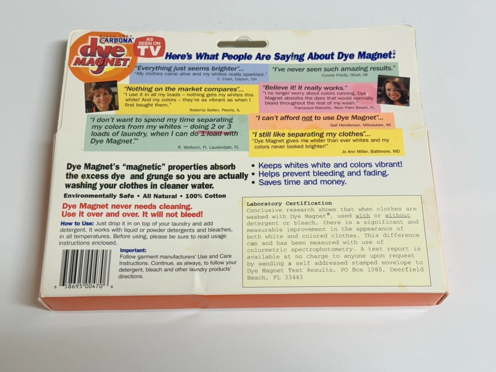 Carbona Dye Magnet~For Use w/ Whites & Bold Colors Together~Good For 50 Loads!!