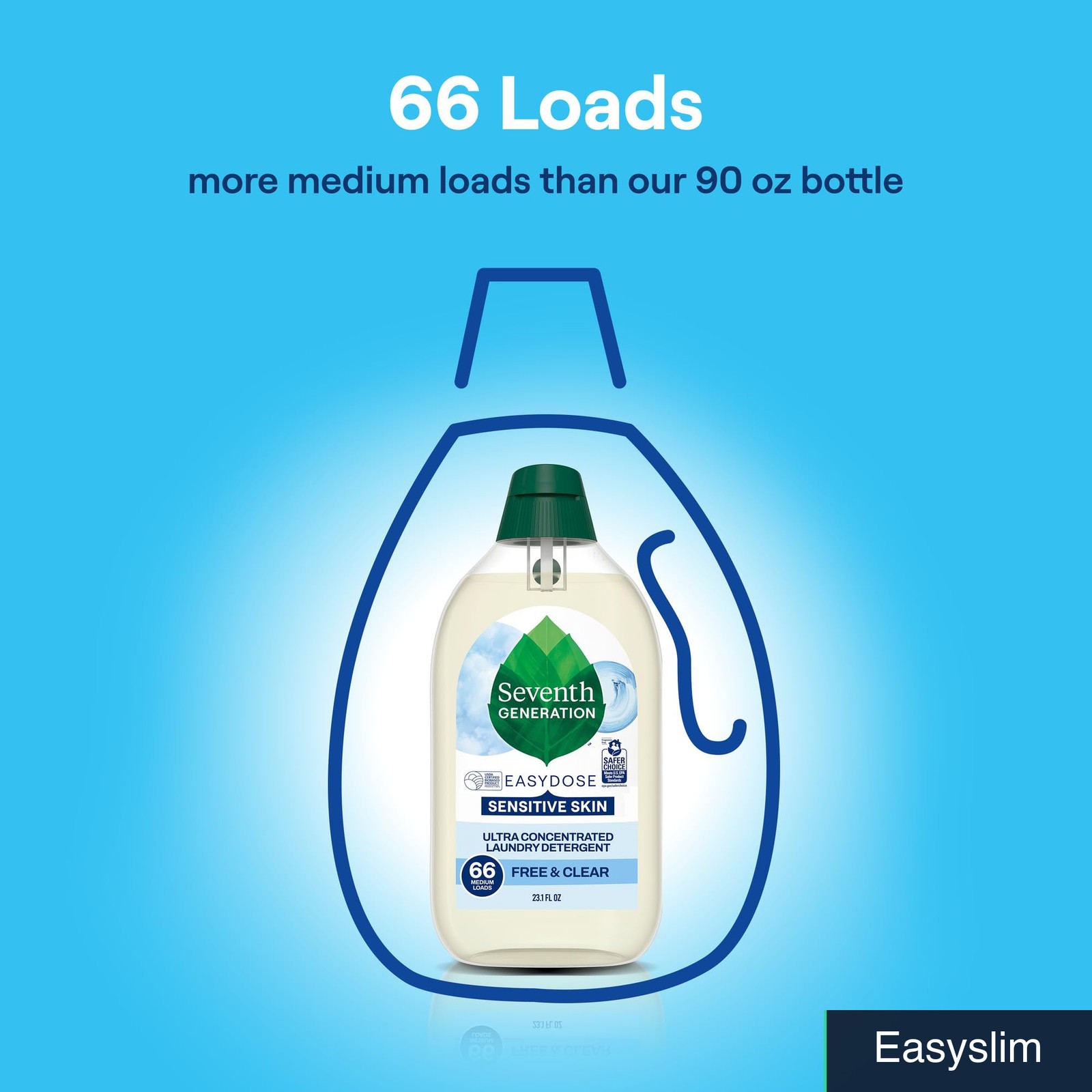 Laundry Detergent, Ultra Concentrated, Free & Clear, 66 Loads, 23.1 oz