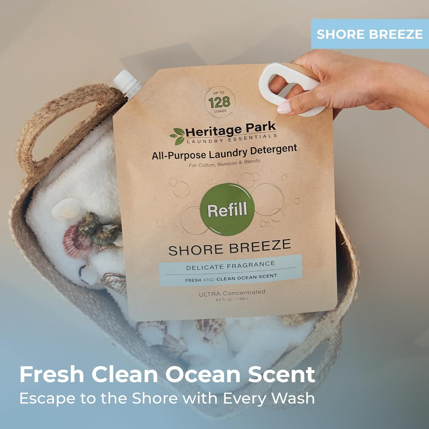 Heritage Park All-Purpose Shore Breeze, Lightly Scented, Ph-Neutral Laundry Dete