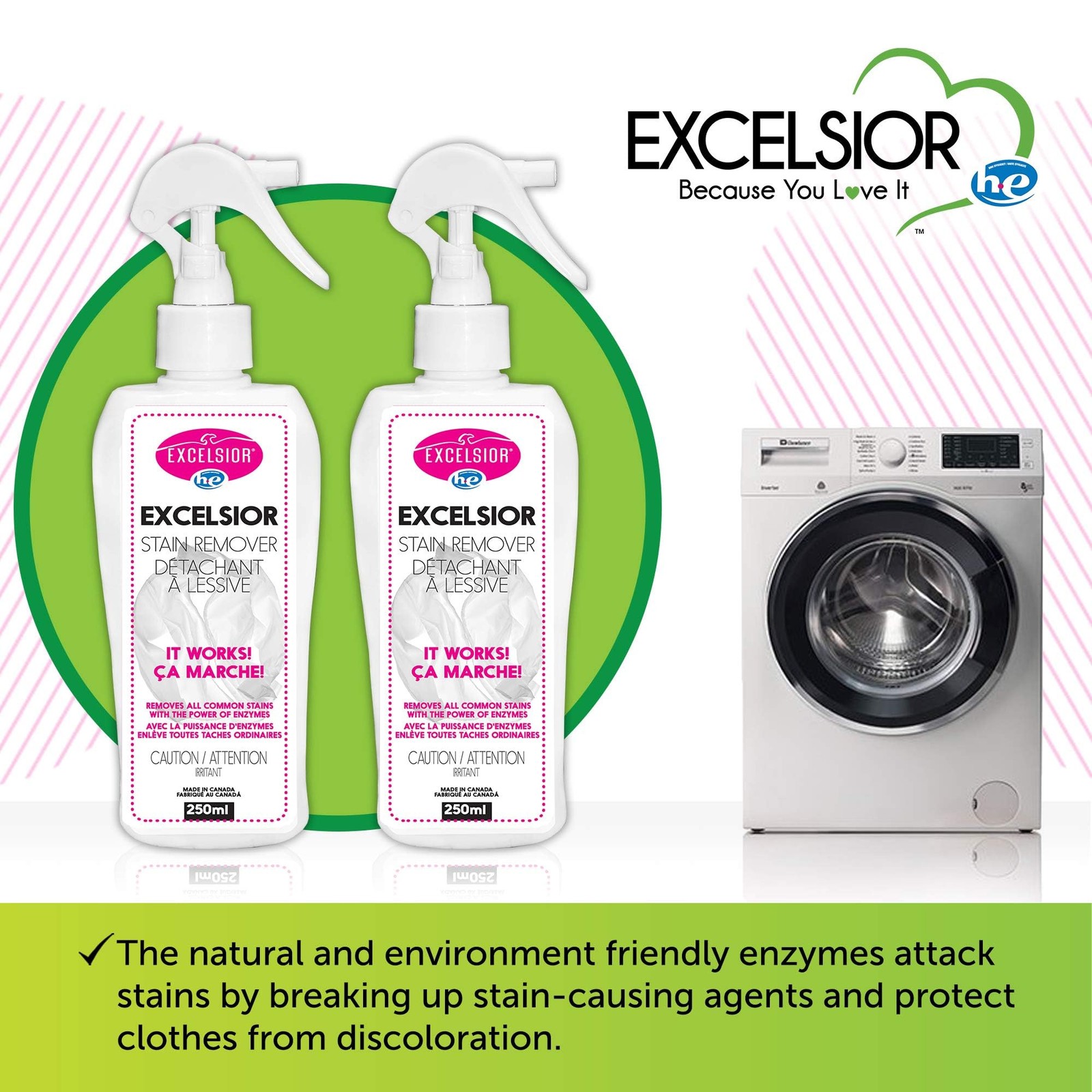 Excelsior HE Laundry Stain Remover Spray for cleaning clothes naturally with …