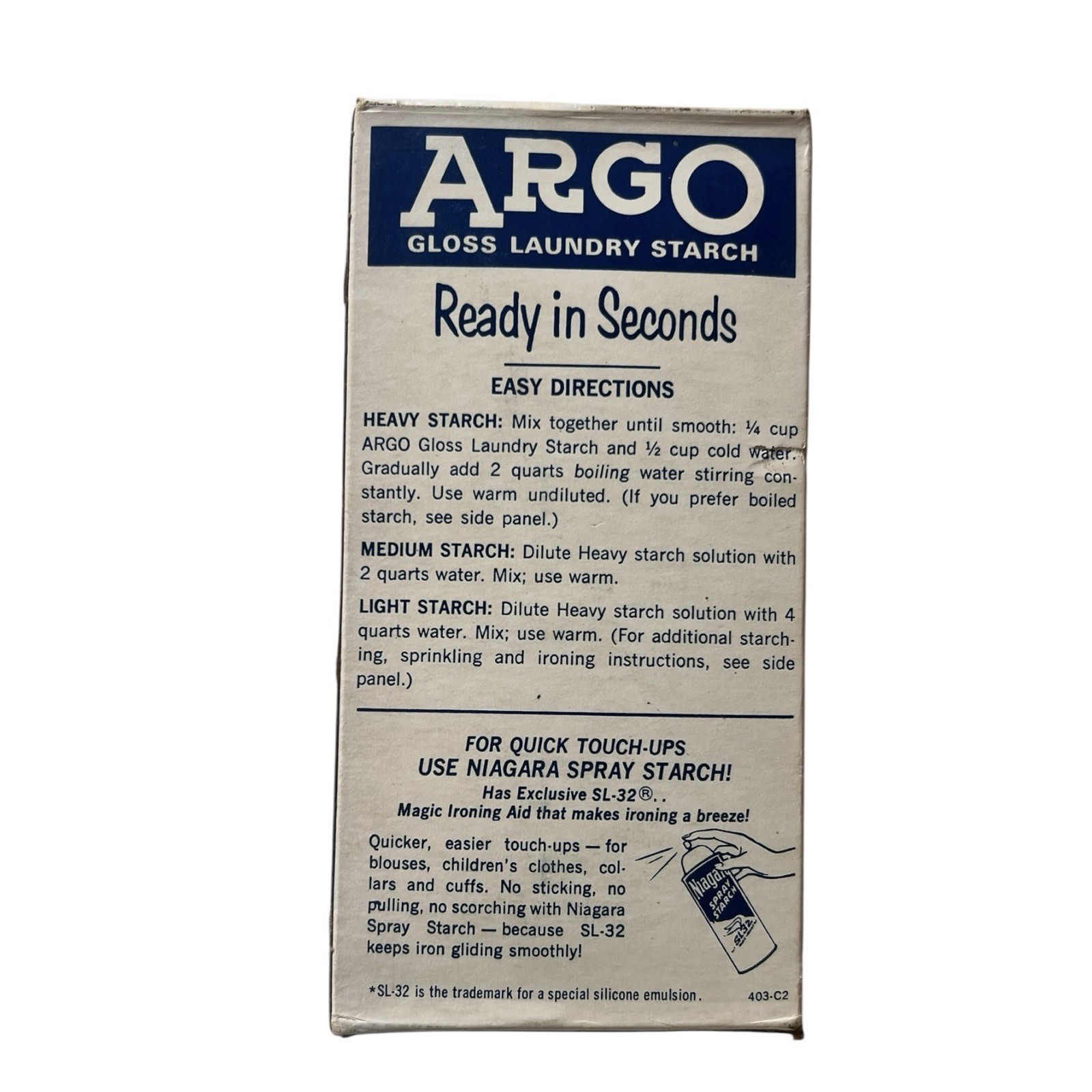Vintage ARGO Gloss Laundry Starch 16 oz Box Blue NOS Sealed Prop Rare