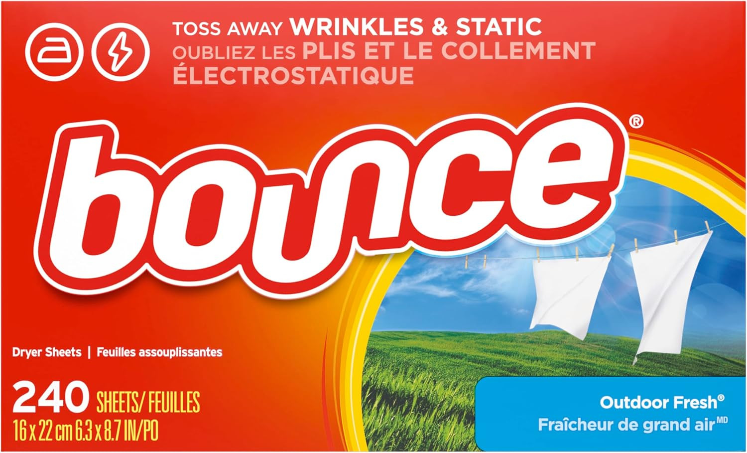 Bounce Outdoor Fresh Fabric Softener Dryer Sheets 240 Count Soft Freshness