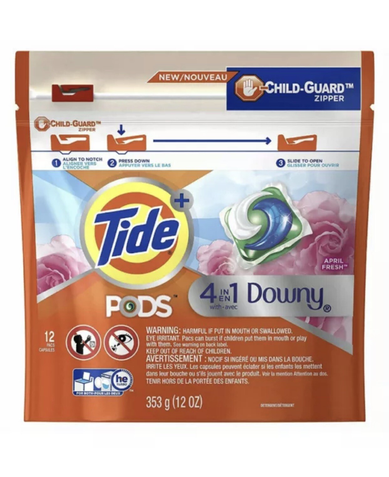 Tide PODS with Downy, Liquid Laundry Detergent Pacs, April Fresh, 12 count