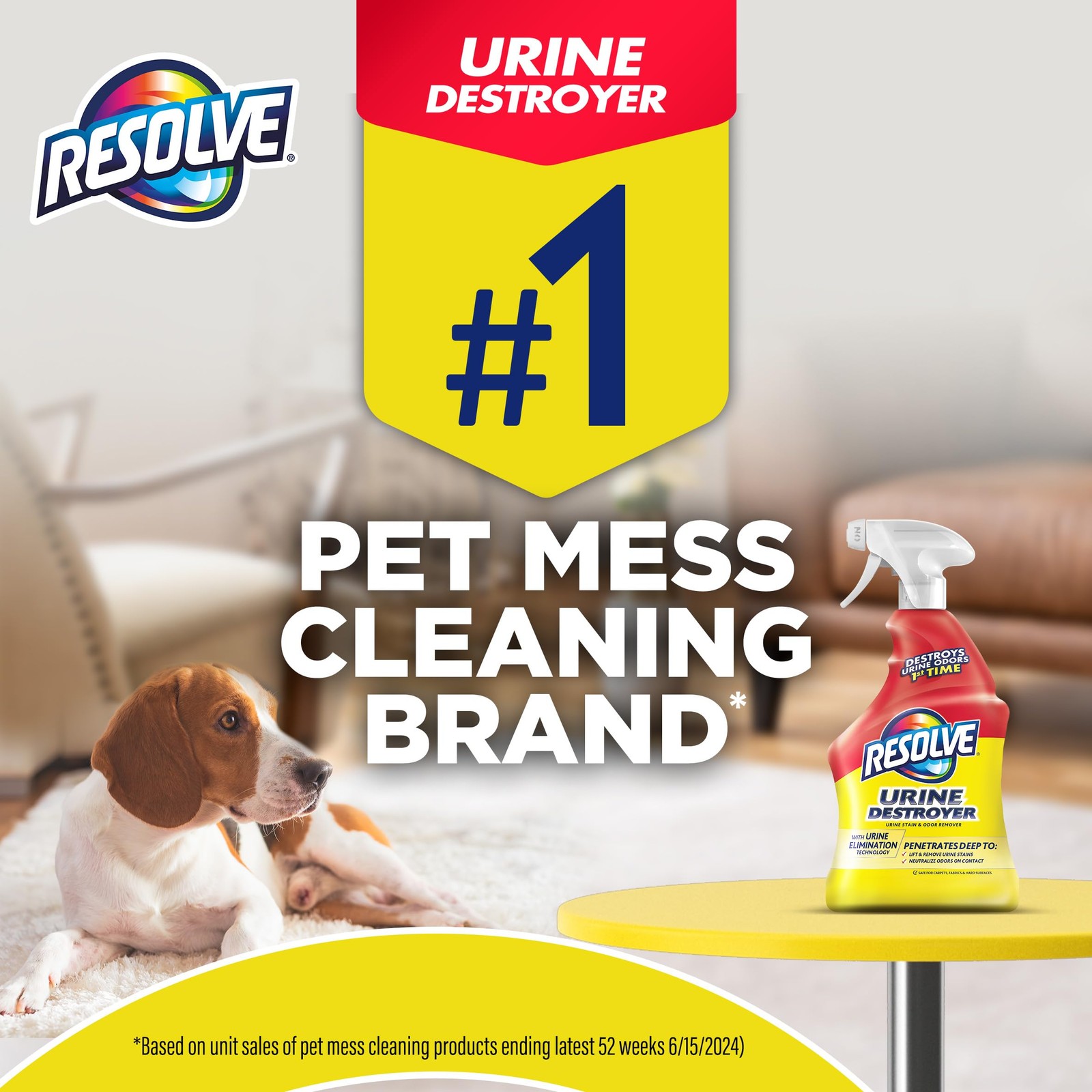 Resolve Urine Destroyer Pet Stain And Odor Remover Carpet Cleaner Solution For