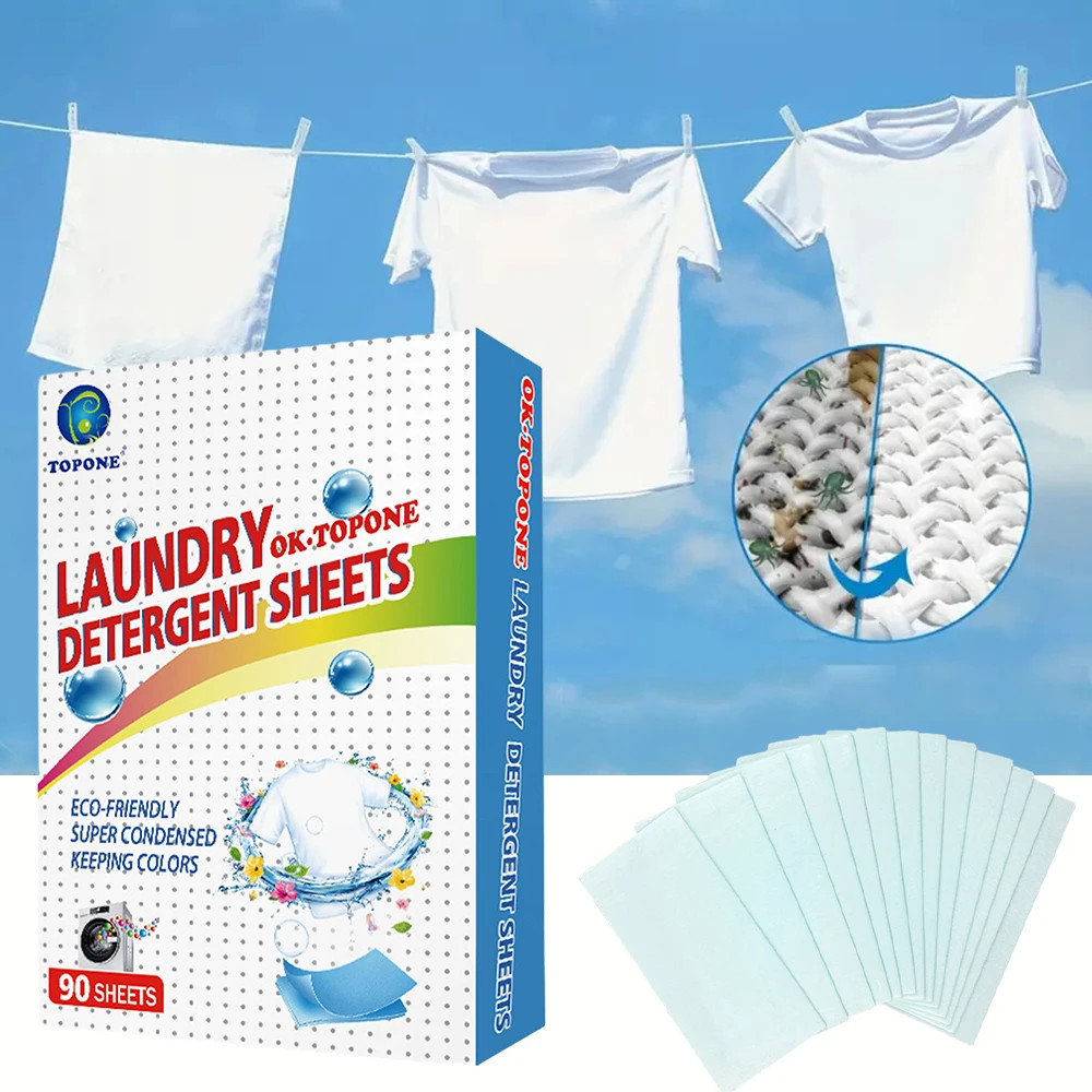 Laundry Detergent Sheets 90 Pcs Eco-friendly Soap No Waste Stain Remover Liquid
