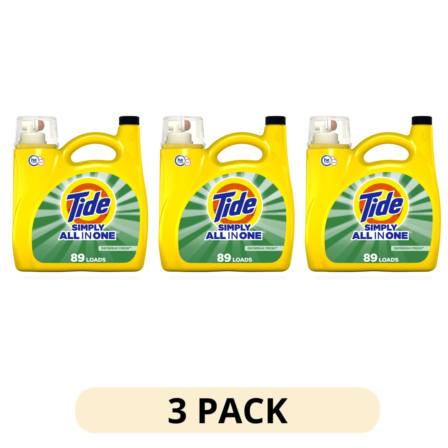 3 Pack Tide Simply Liquid Laundry Detergent Daybreak Fresh 117 oz