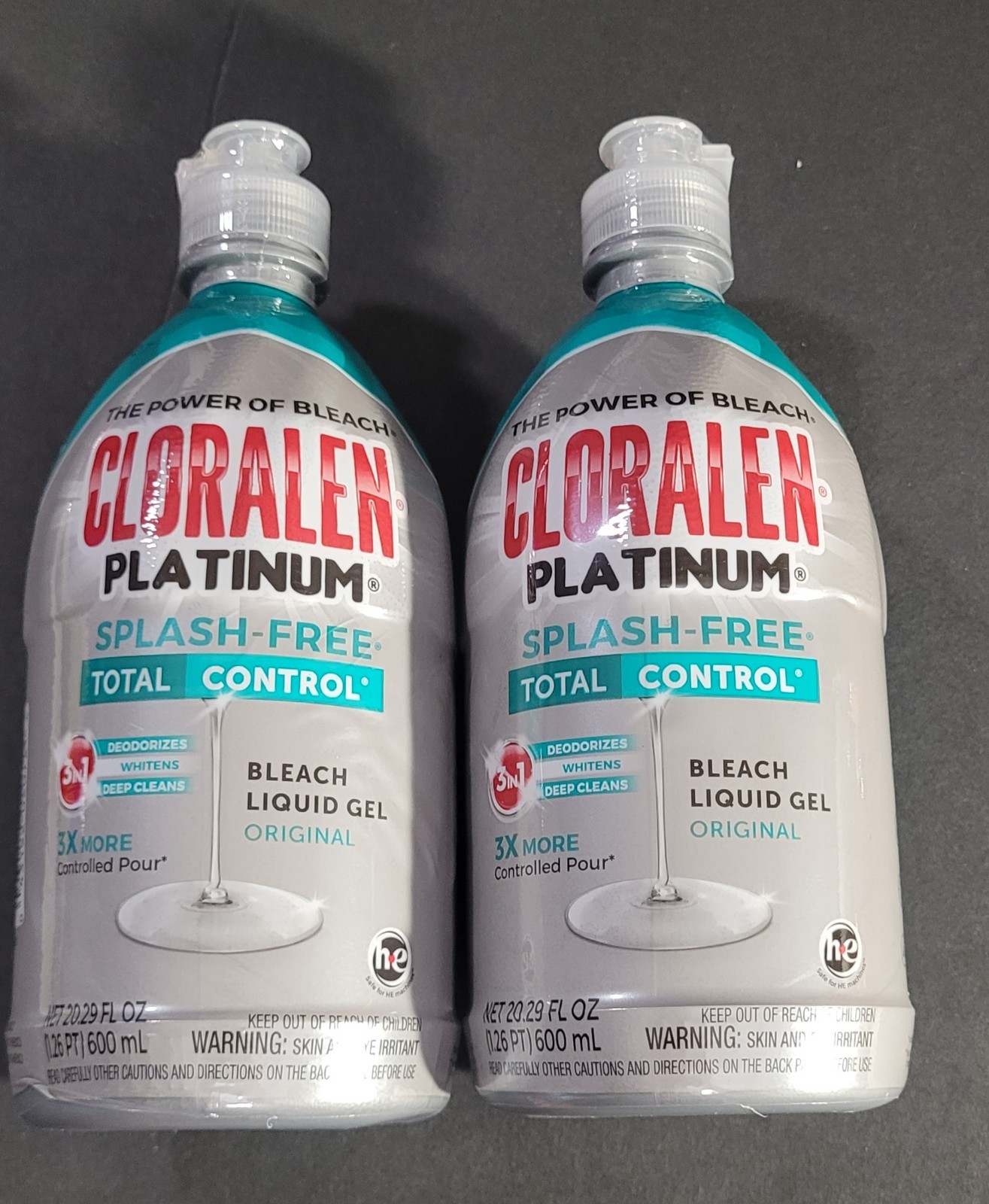 Cloralen Platinum Splash-Free Bleach Liquid Gel, 20.29 Oz, Pack of 2 Free Ship