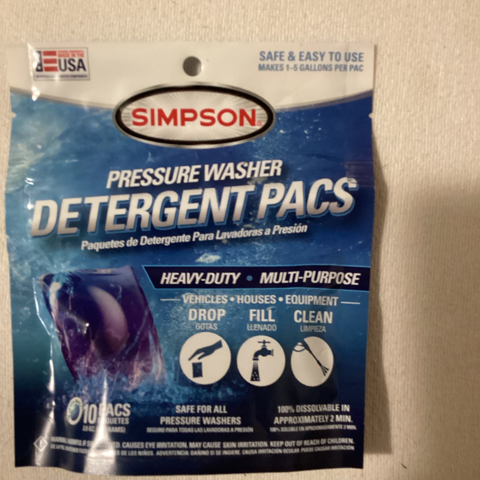 Simpson Pressure Washer Detergent PACS PODS Lot Of 6 10 Per Pack