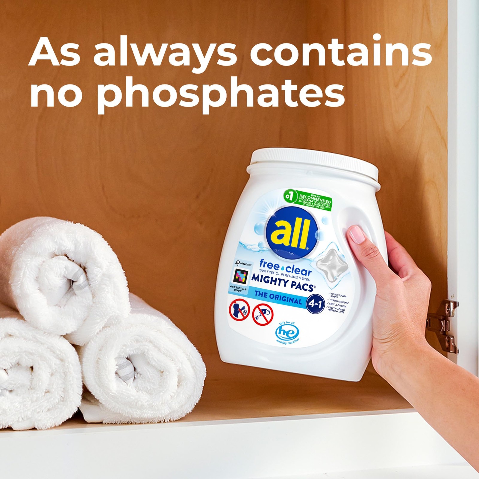 All Mighty Pacs Laundry Detergent, Free 60 Count (Pack of 1), Transparent