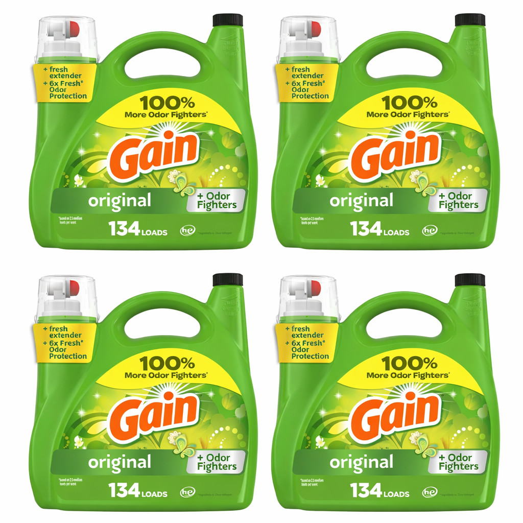 Gain Liquid Laundry Detergent Original Scent 194 fl oz 134 Loads HE (4 Pack)