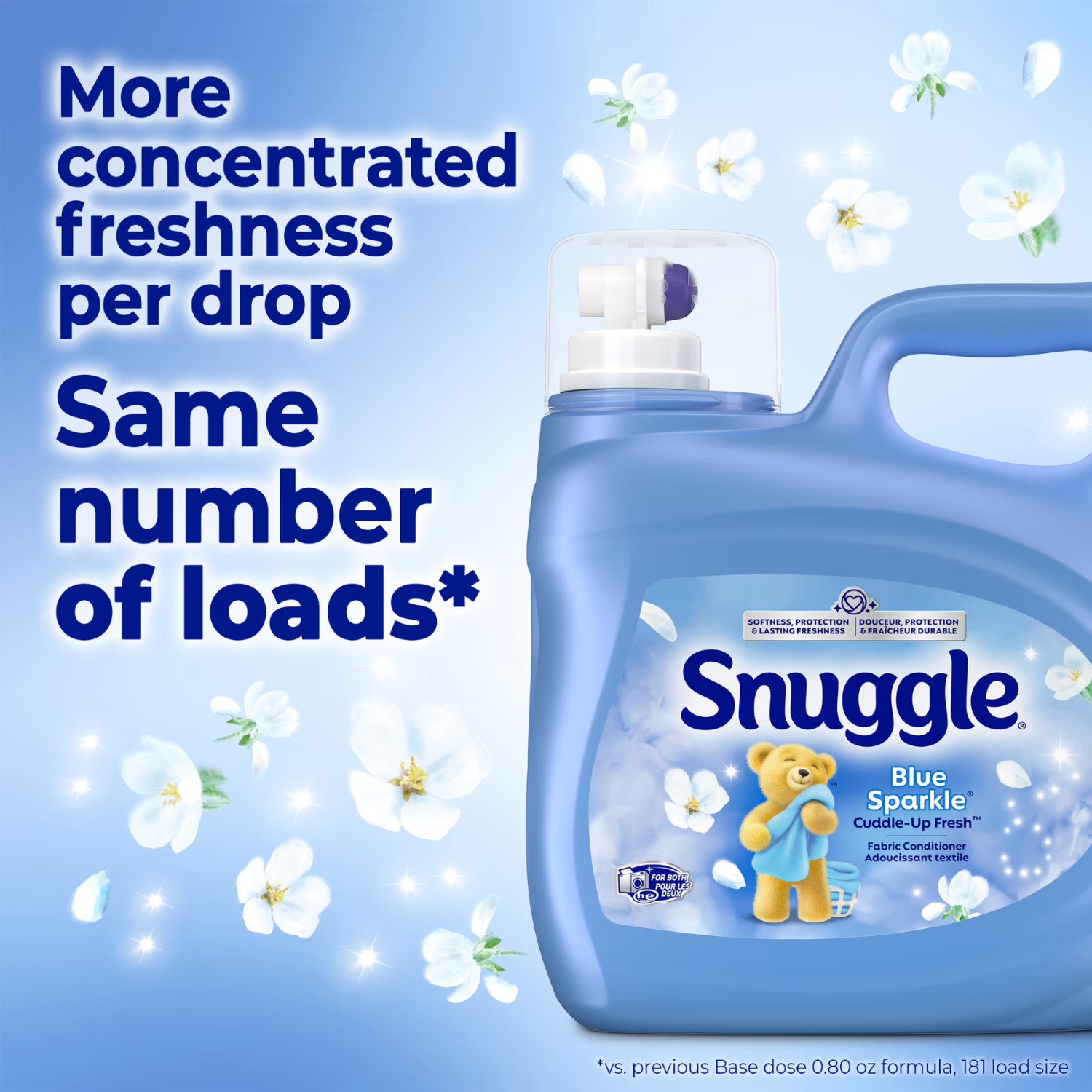 Snuggle 123.1 oz Fabric Softener Blue Sparkle Cuddle Up Fresh Scent, 2 Pack