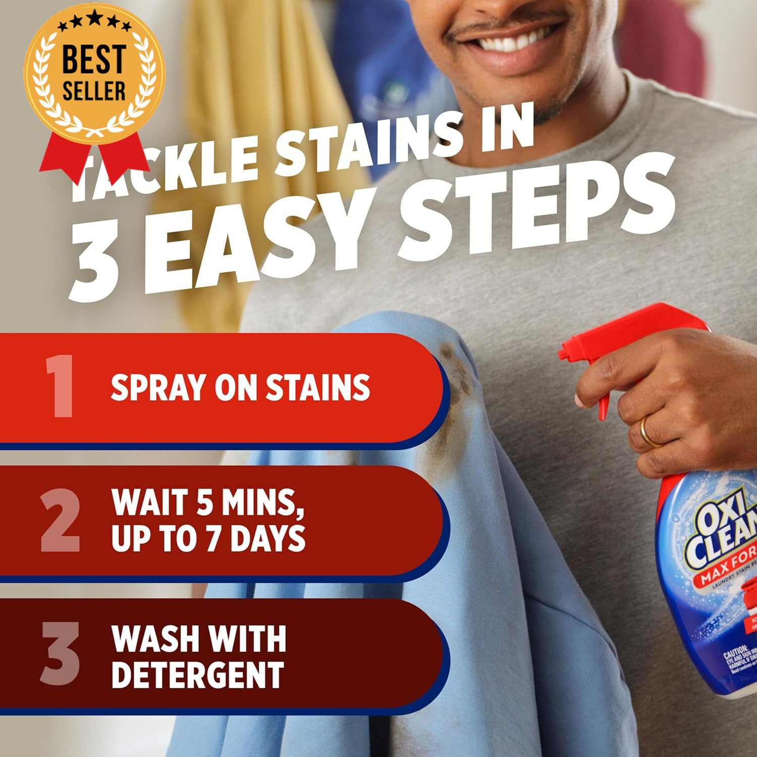 OxiClean MaxForce Stain Remover Spray, 12Oz, 3-Pack, Laundry Stain Cleaner
