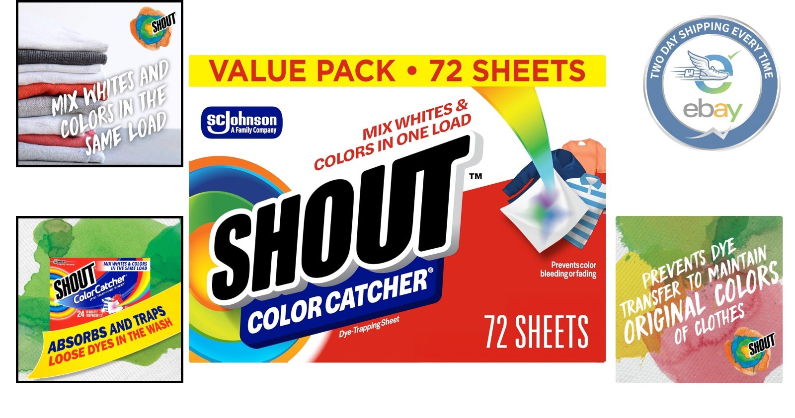 Shout Color Catchers 72 Count – Protect Clothing Colors & Save Laundry Time