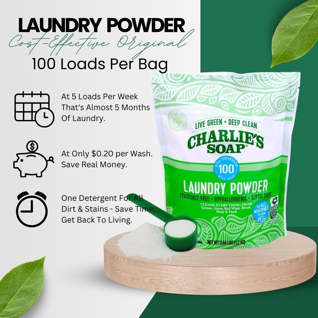 Charlie’s Soap Laundry Powder (100 Loads, 2 Pack) 42.24 Ounce (Pack of 2)