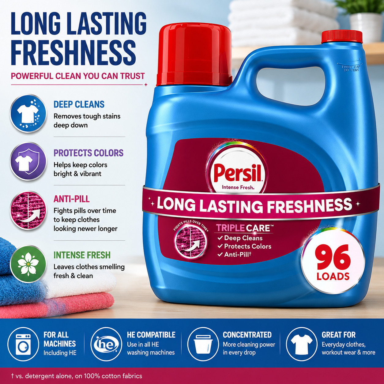 Persil Deep Clean Intense Fresh Liquid Laundry Detergent, 126 fl oz, 96 Loads