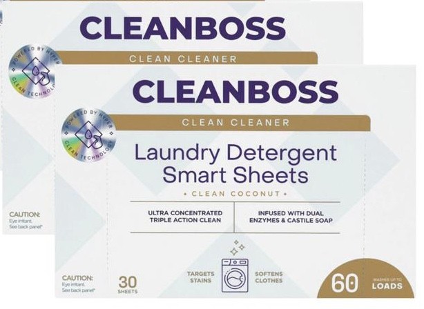 *Joy CleanBoss Powerful Laundry Smart Sheets 2PK Up to 120 Loads!—Clean Coconut