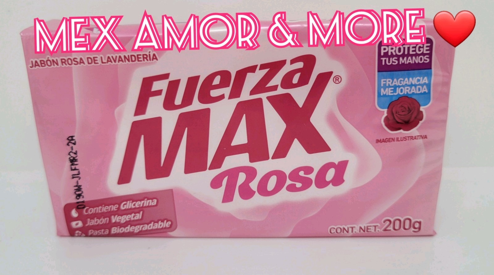 Fuerza Max ROSA JABÓN DE LAVANDERÍA EN BARRA STAIN PARA TODO TIPO DE ROPA 200g