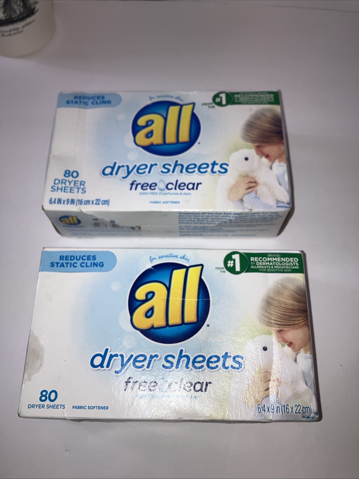 2 Pkgs Of all Free Clear Dryer Sheets 80 Count In Each Box. 160 Total Sheets. NB