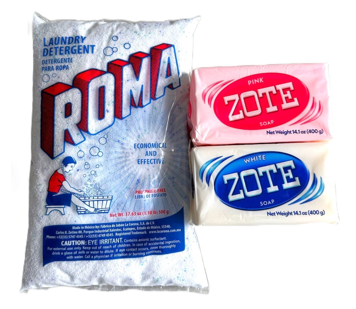 Bundle 17 Oz Roma Polvo Powder laundry detergent 200-400g Zote Laundry Soap Pink