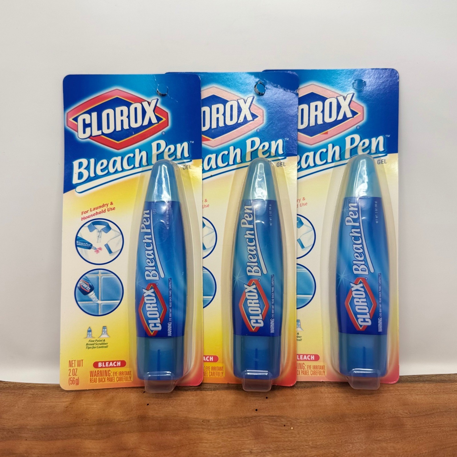 New 3 Packs Clorox Bleach Pen Gel 2oz Each Dual Tip Stain Remover 2002 Sealed