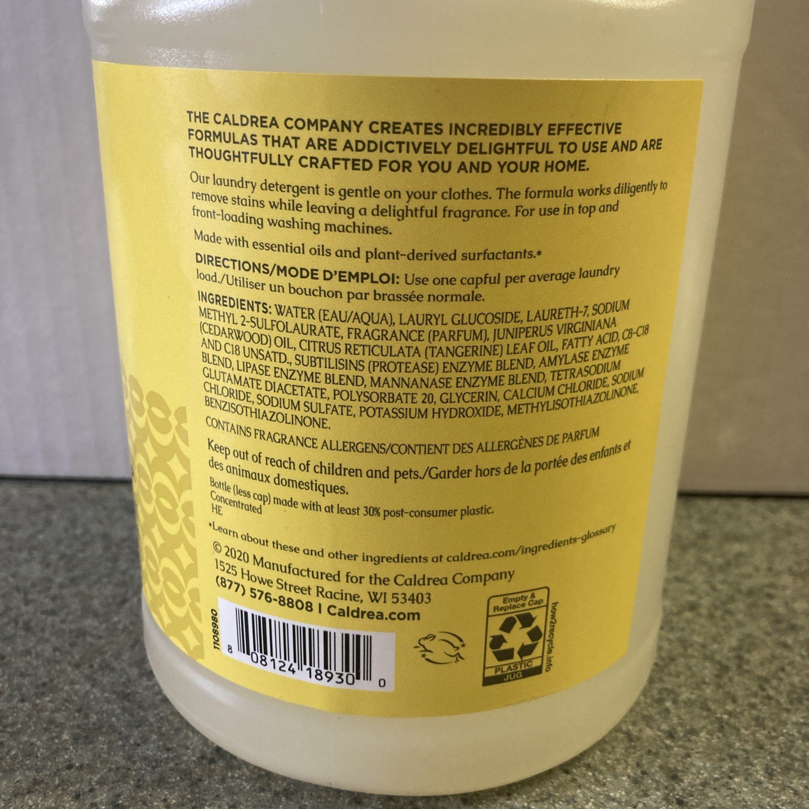 Caldera Sea Salt Neroli 64oz Laundry Detergent