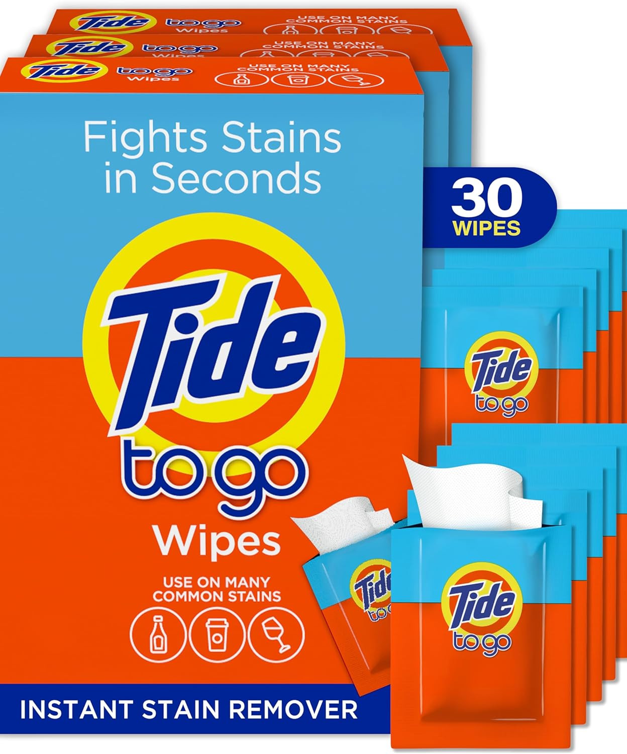 Tide to Go Stain Remover Wipes for Clothes, Instant Laundry Travel Stain & Spot