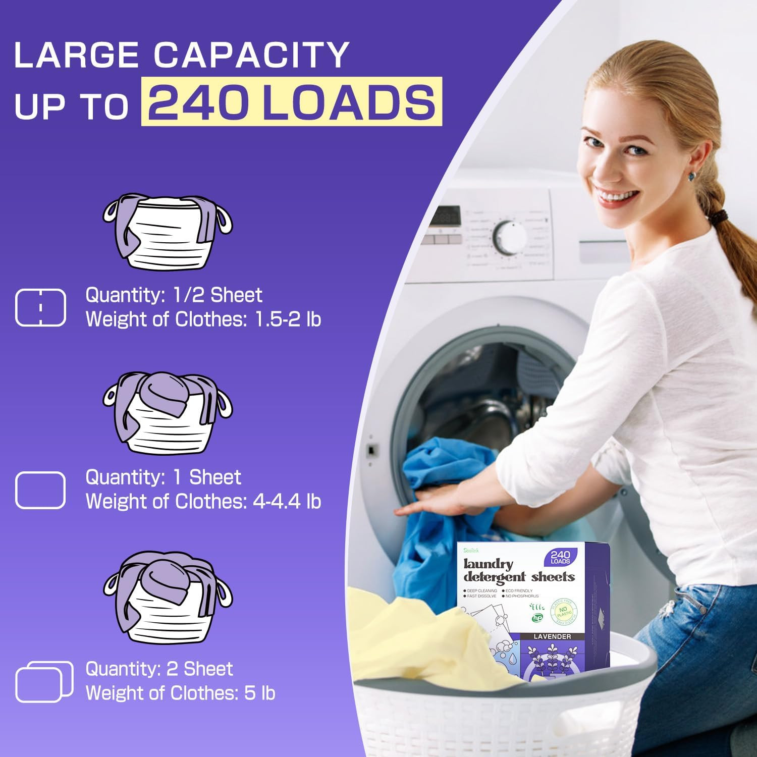 Lavender Laundry Detergent Sheets, 240 Loads – Eco-Friendly, Plant-Based, Hypoal
