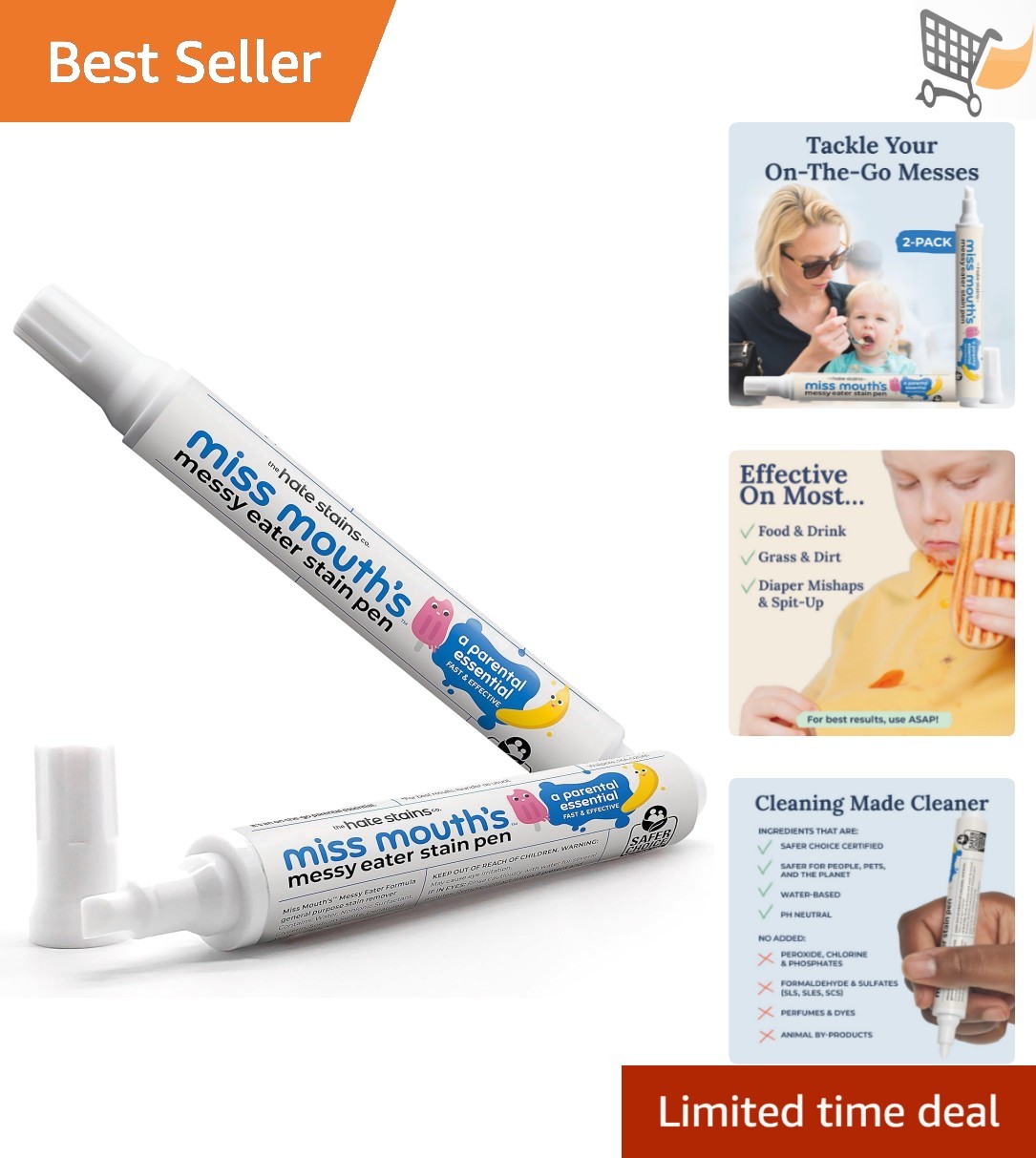 Messy Eater Stain Treater Pen 2 Pack Liquid Unscented Safe for Baby Clothes