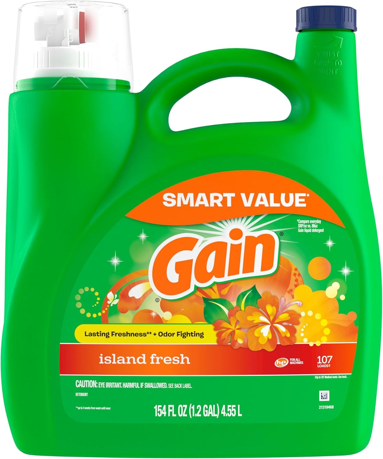 + Aroma Boost Liquid Laundry Detergent, Island Fresh Scent, 107 Loads, 154 Fl Oz