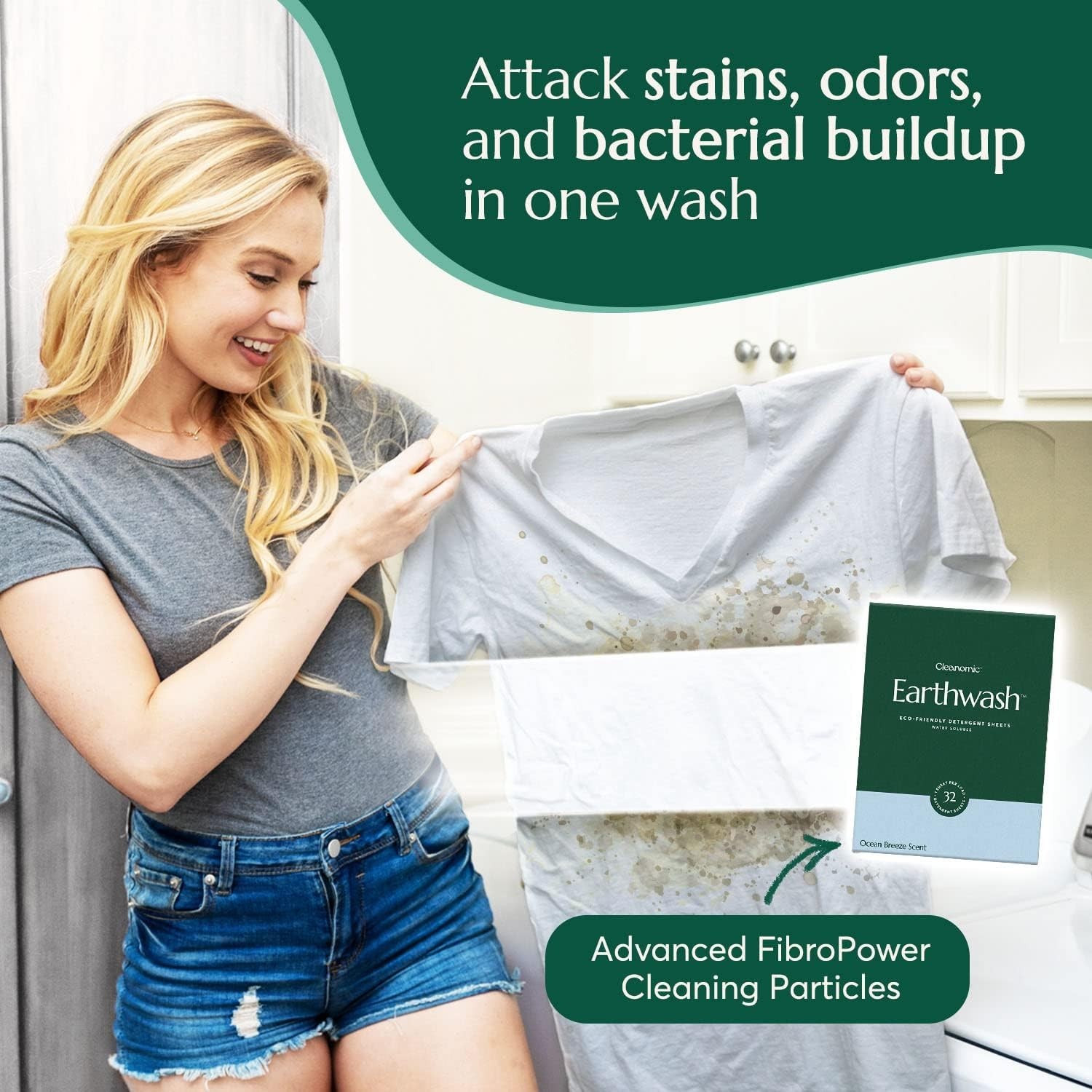 earthwash Laundry Sheets, Ocean Breeze (32 Loads), The Perfect Hypoallergenic Pl