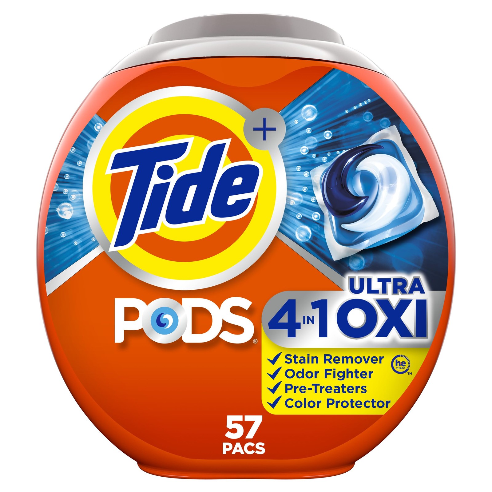 Tide 4-n-1 Ultra Oxi PODS Laundry Detergent Pacs, 57 57 Count (Pack of 1)