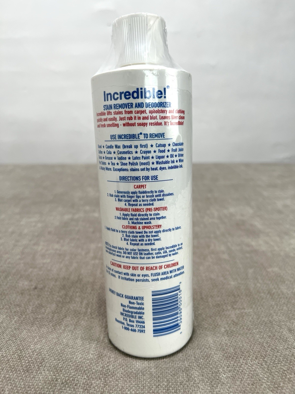 INCREDIBLE! Carpet Upholstery Cleaner Stain Remover Deoderizer 16oz New Sealed