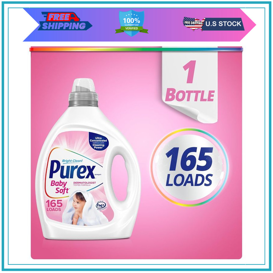 Purex Baby Soft Liquid Laundry Detergent 82.5oz 165 Loads Hypoallergenic