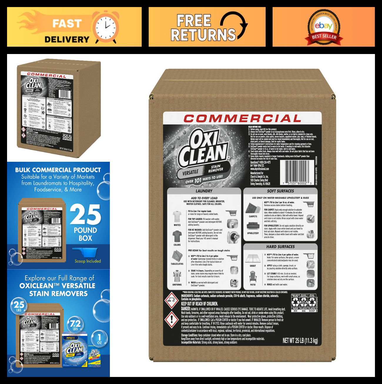 Versatile Stain Remover Powder, 25 LB Bulk Box, Heavy-Duty Cleaning Solution