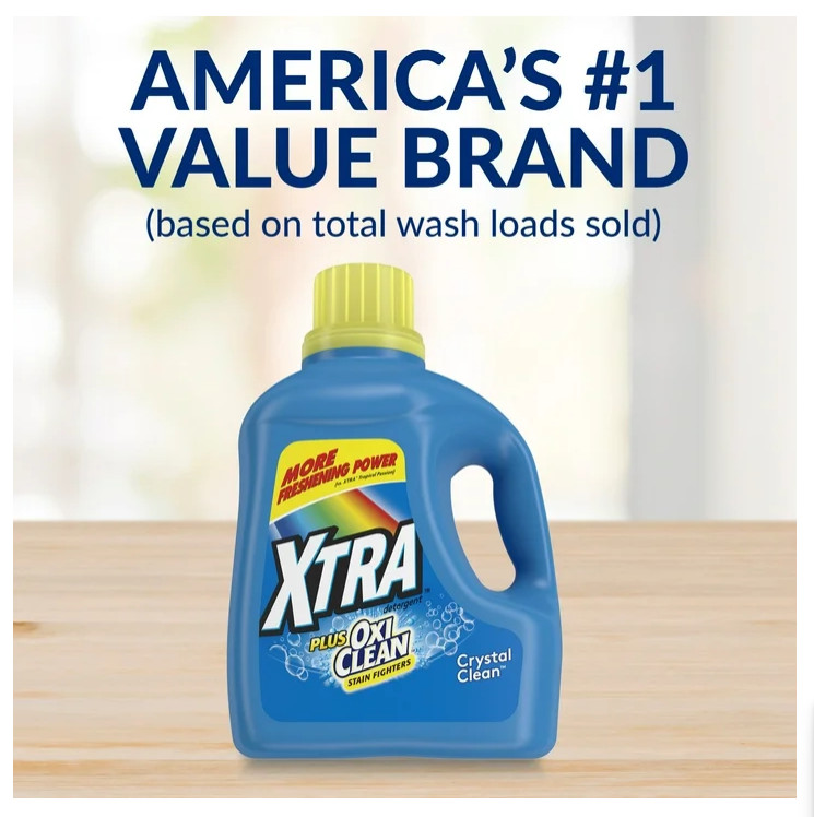 4 PACK Xtra Plus OxiClean, 131 Loads Liquid Laundry Detergent, 203.1 fl oz