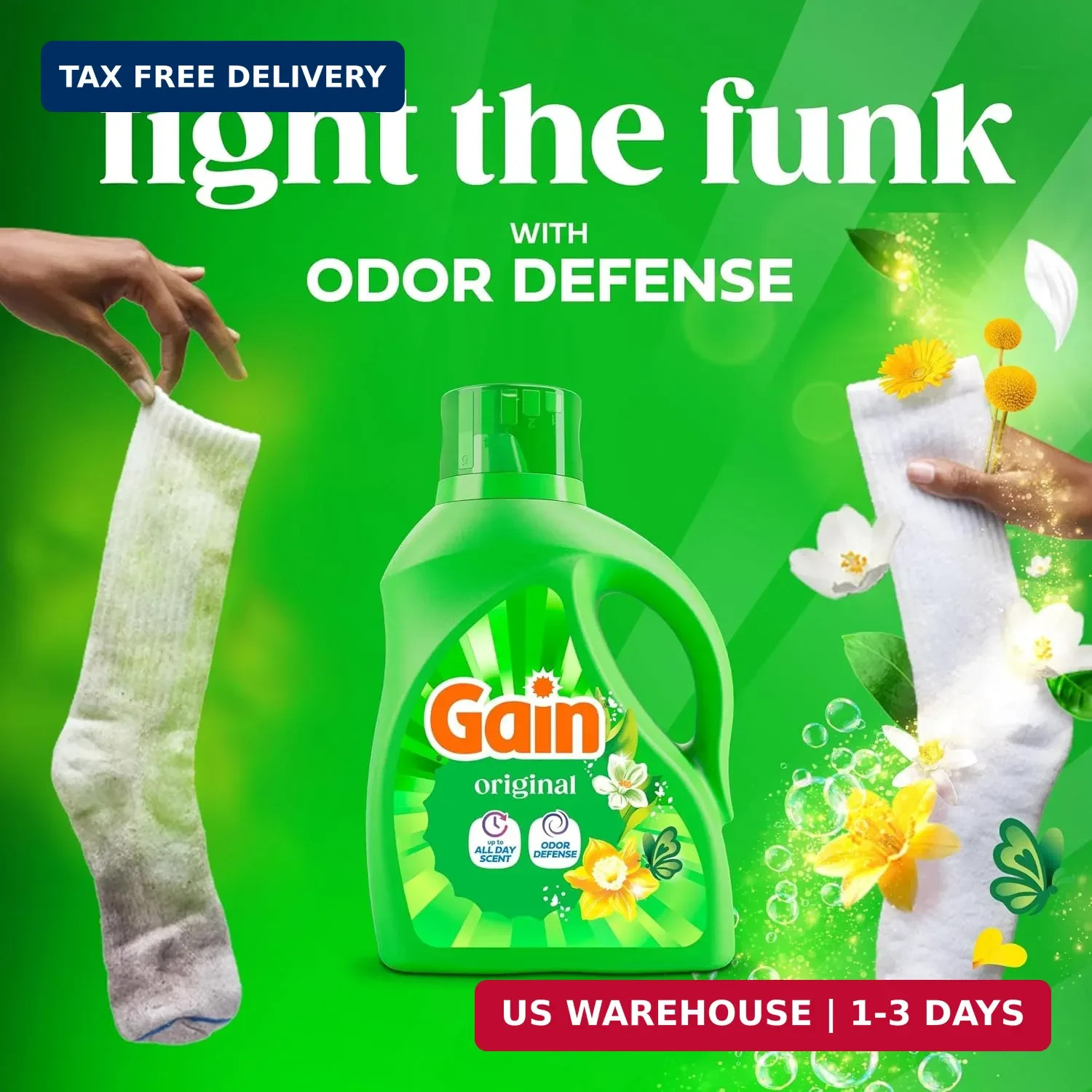 Liquid Laundry Detergent with Odor Defense, Original Scent, For HE Washing