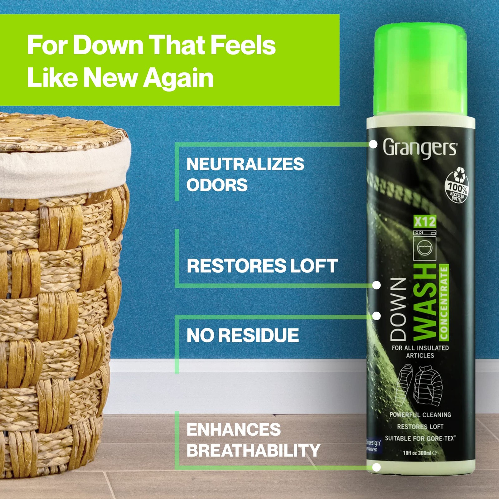 Down Wash Kit: 10 oz Concentrate & 3 Reusable Balls to Restore Loft