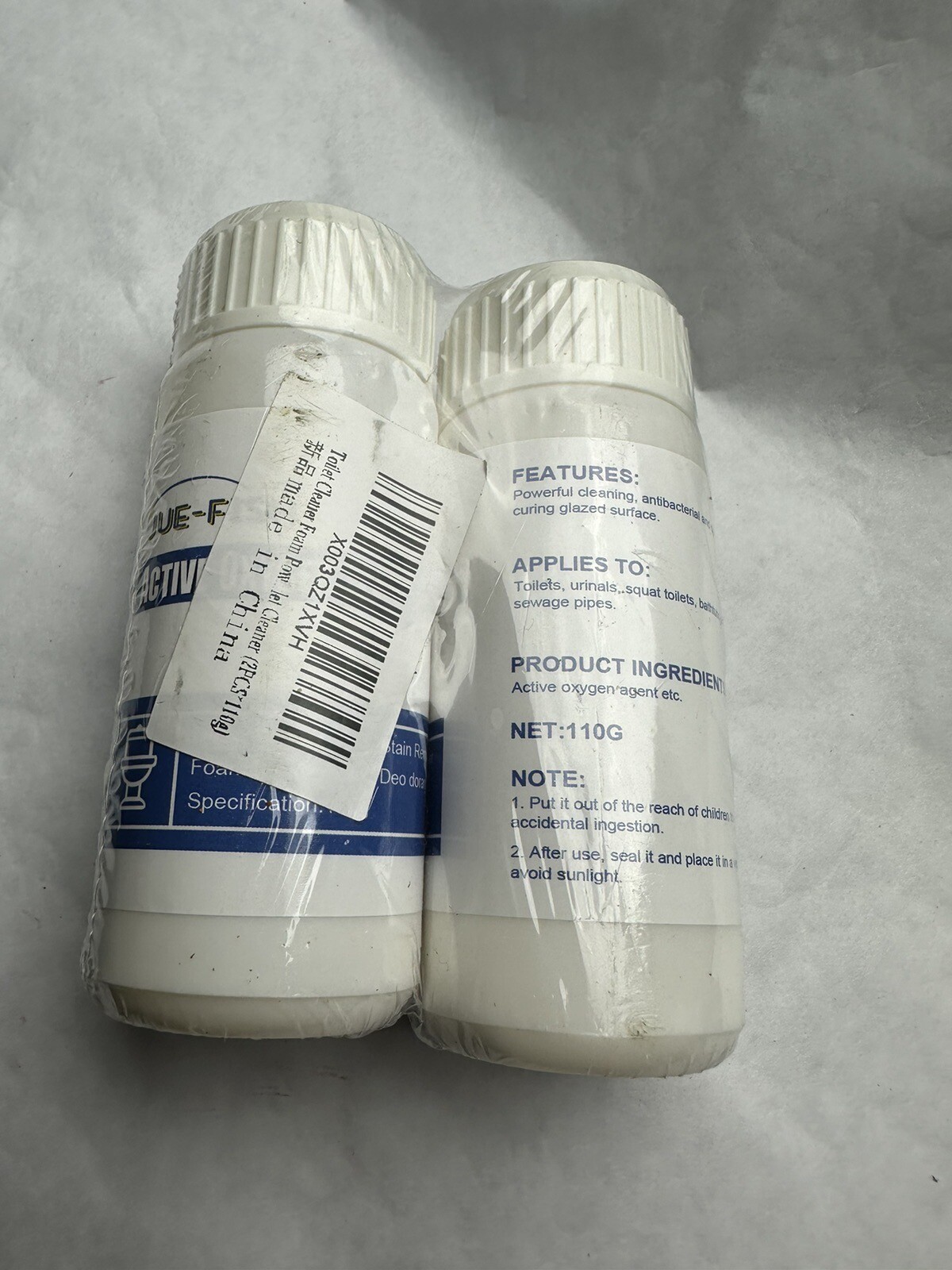2 Pack Multifunction Toilet Active Oxygen Agent 110g Toilet Cleaner Foam Powder
