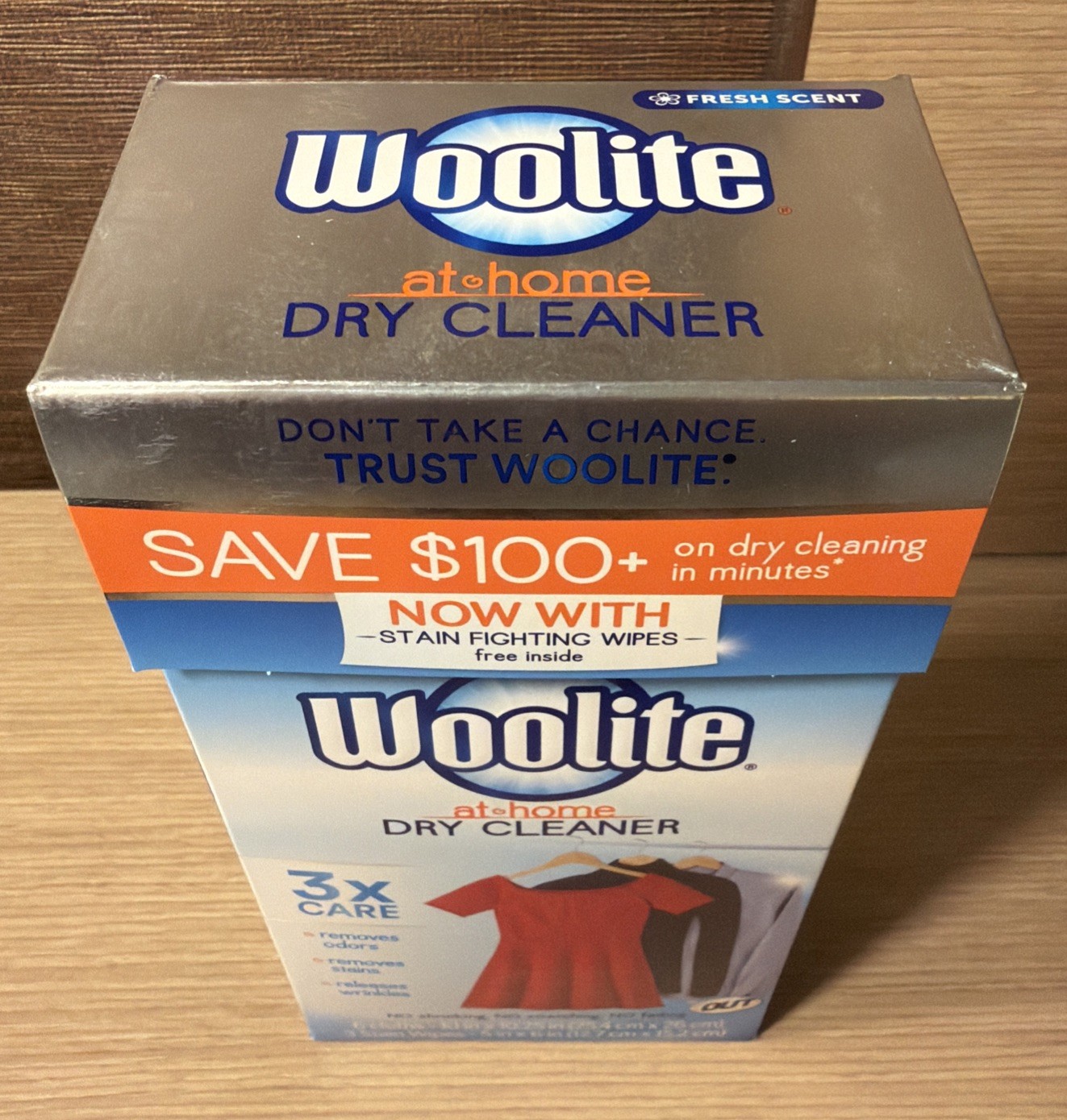 Woolite At Home Dry Cleaner 6 Cloths/3 Stain Wipes Fresh Scent NEW Discontinued