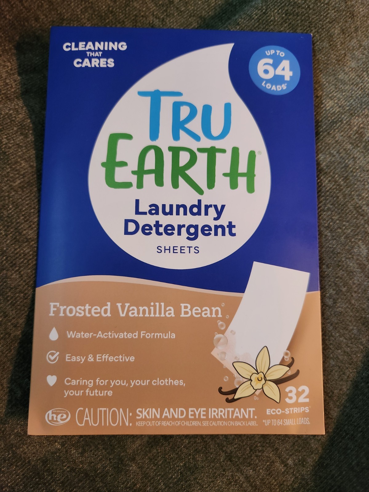 Tru Earth Laundry Deter. Sheets 32 Eco Strips Up to 64 Lds. Frosted Vanilla Bean