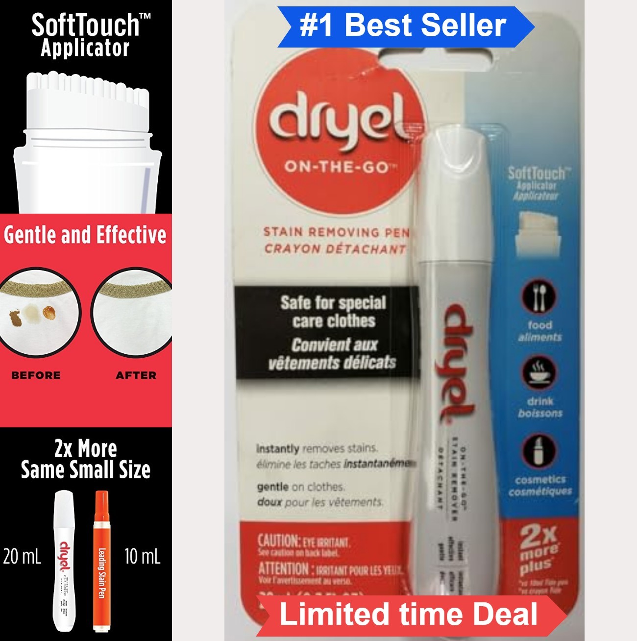 Stain Removal Pen 20ml Dry Clean Safe Clothes Delicates Hand-Washables Travel
