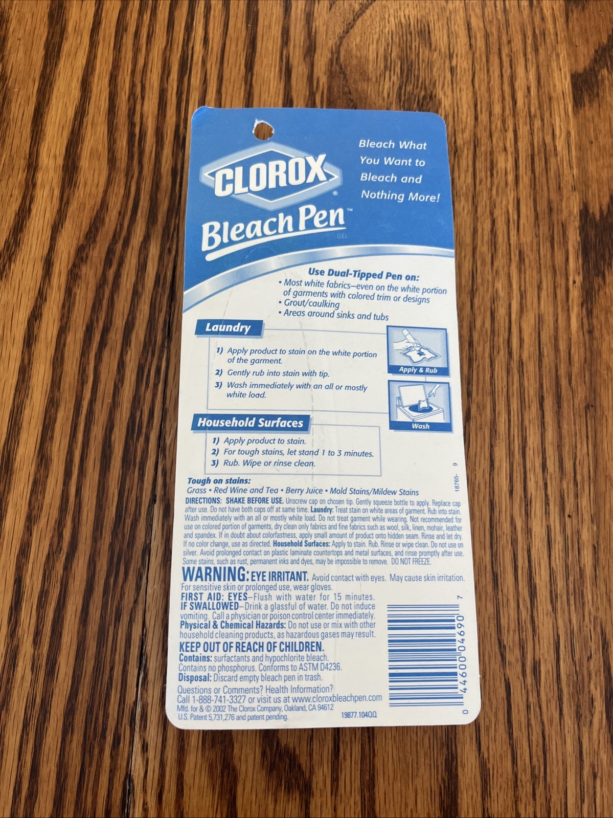 Clorox Bleach Pen Gel Laundry & Household Net Wt. 2.0 Fl Oz 2002 Dual Tipped NEW