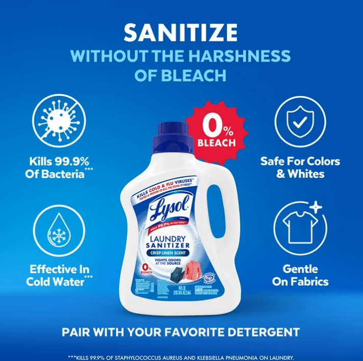 3PACK Lysol Laundry Sanitizer Additive, Sanitizing Liquid for Clothes and Linens