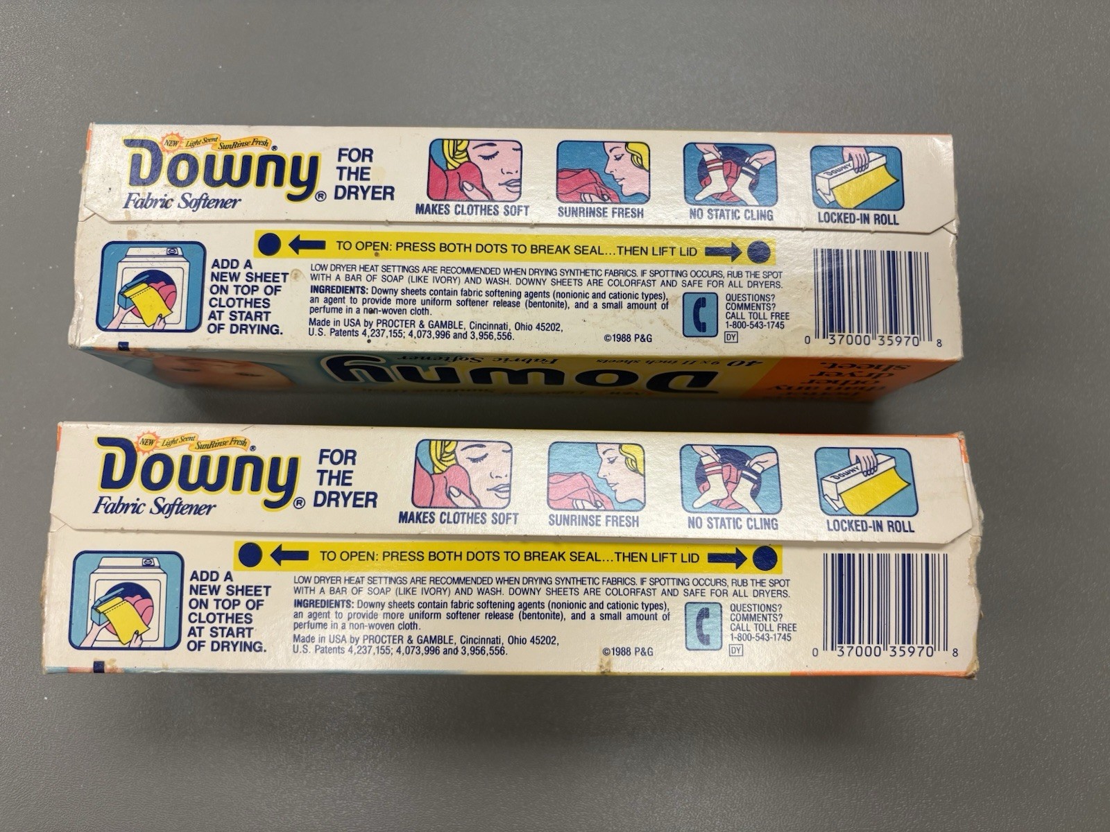 Vintage 1988 Downy 40 Count Sunrise Fresh Fabric Softener Sheets (Lot Of 2)