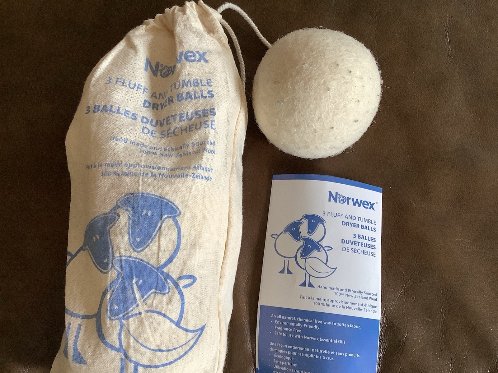 Norwex Dryer Balls Handmade Ethically Sourced 100% New Zealand Wool 3”