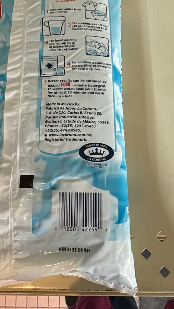 Foca Laundry Detergent Powder 500g Phosphate Free Laundry Soap Cleaner 17.6oz