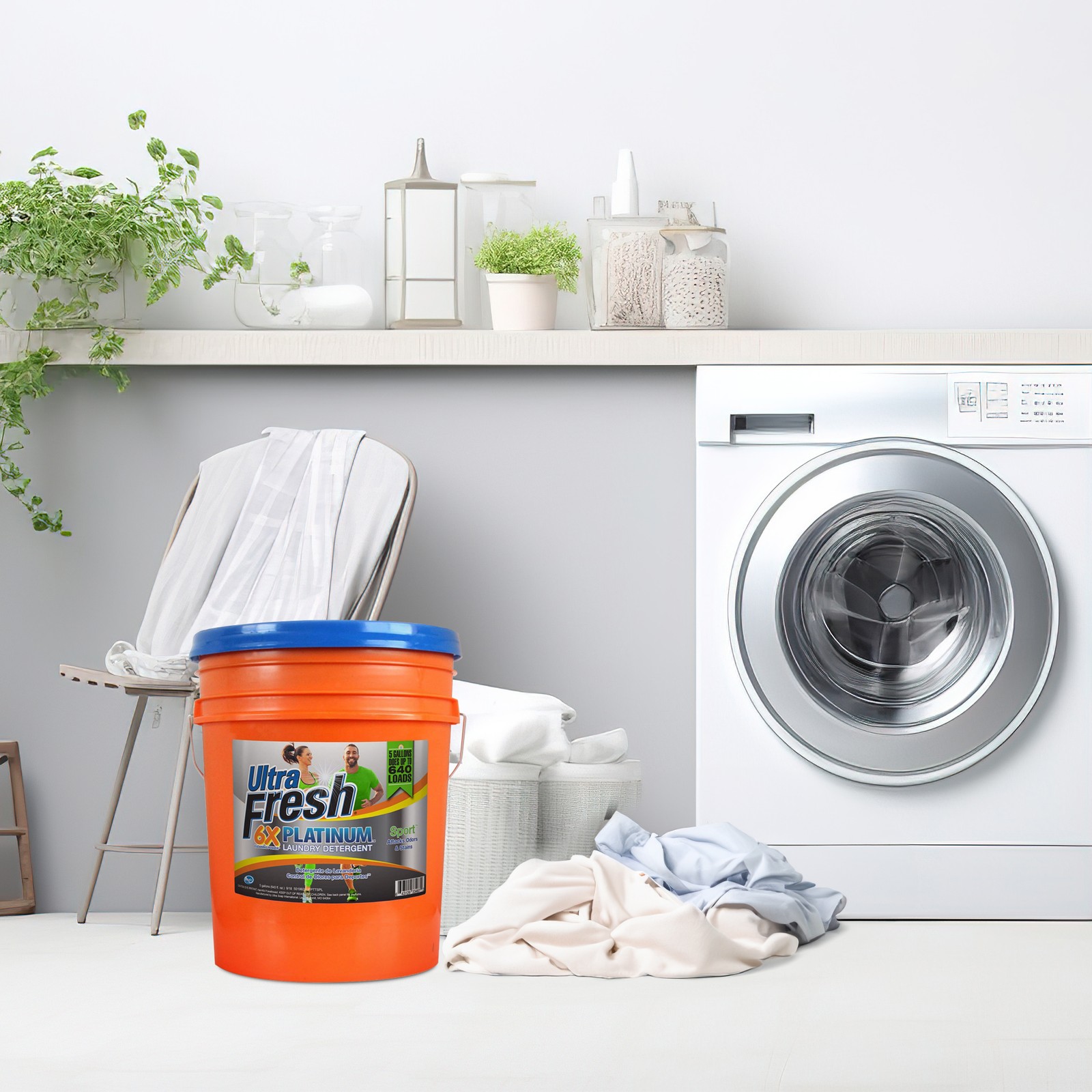 Ultra Fresh 6X Platinum 5 Gallon Sport Laundry Detergent, Up to 640 Loads w/Pump