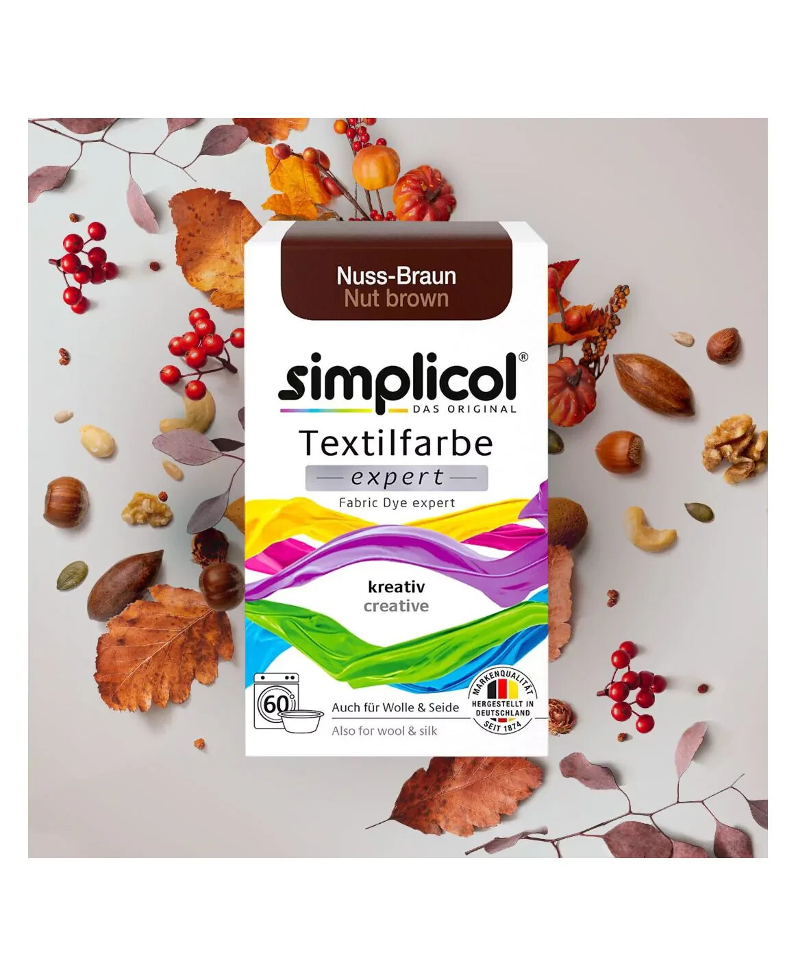 SIMPLICOL Textile Paint EXPERT NUT BROWN for 600g Fabric 2x Paint and 1x Fixer