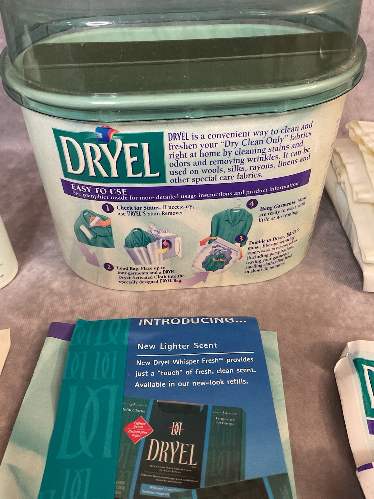 DRYEL DRY CLEAN ONLY FABRIC CARE IN YOUR DRYER STARTER KIT OPEN BOX PARTIAL