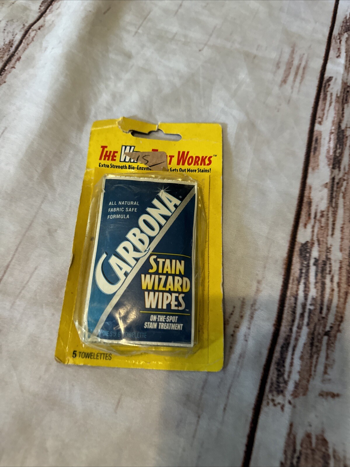 Carbona STAIN WIZARD All-Natural Fabric-Safe CLOTHING STAIN TREATMENT WIPES New